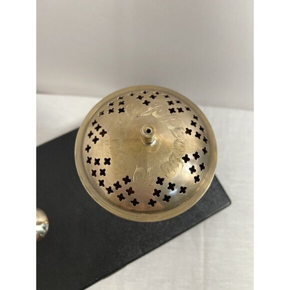 Lot of 2 Unique Hand Carved Brass Vintage  Cups Goblet Star Flower India - Picture 4 of 12